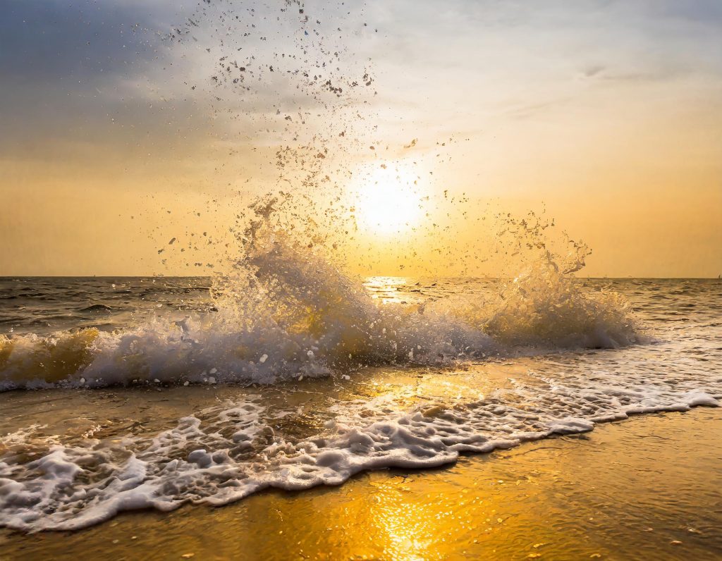 the sun disappears into the water